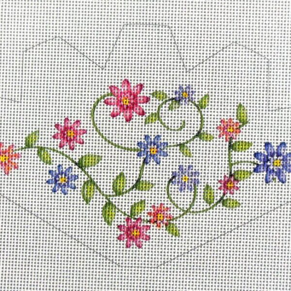 Floral Vine Strawberry Needlepoint Canvas