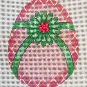 Tourmaline Pink Flower Egg Needlepoint Canvas
