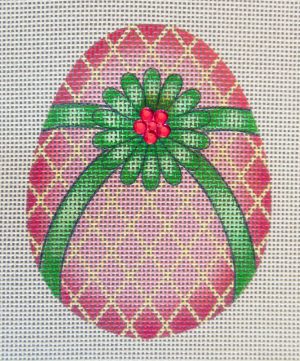 Tourmaline Pink Flower Egg Needlepoint Canvas