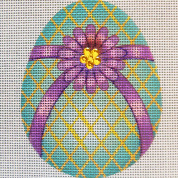 Emerald Flower Egg Needlepoint Canvas