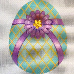 Emerald Flower Egg Needlepoint Canvas