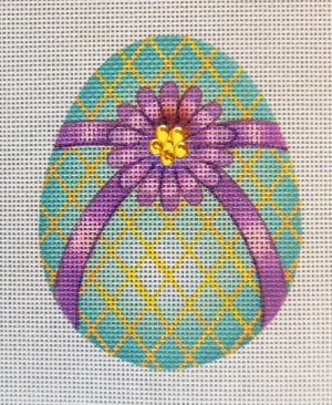 Emerald Flower Egg Needlepoint Canvas