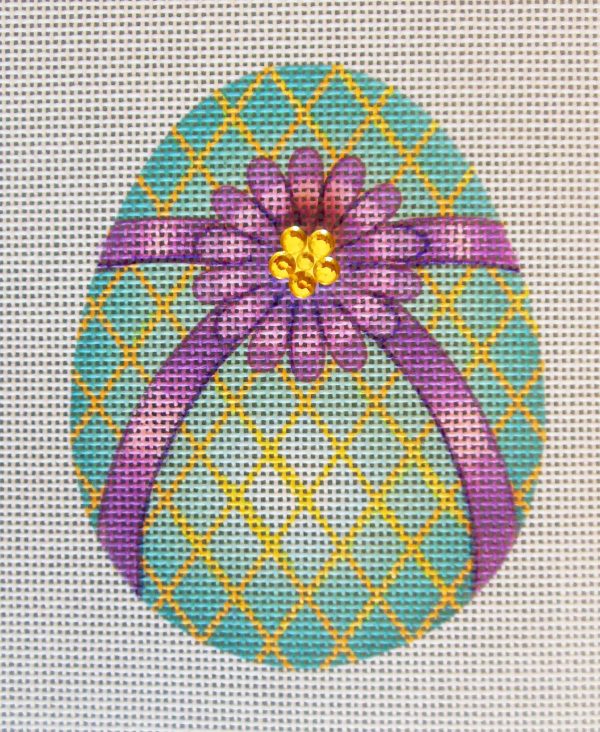 Emerald Flower Egg Needlepoint Canvas