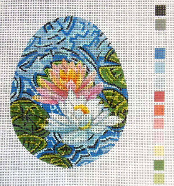 VAN GOGH "Water Lily" Egg Needlepoint Canvas