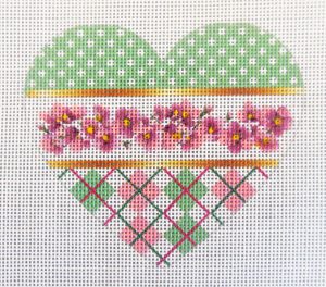 Pink Poppy Heart Needlepoint Canvas