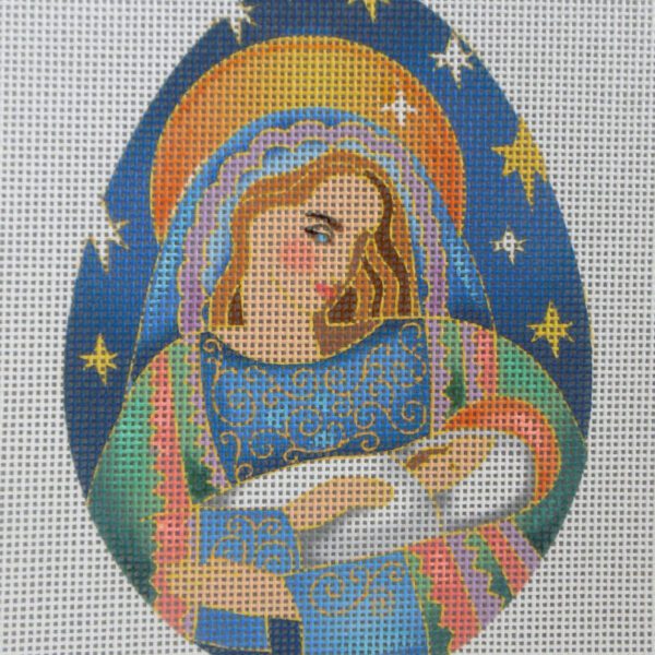 Madonna Nativity Egg Needlepoint Canvas