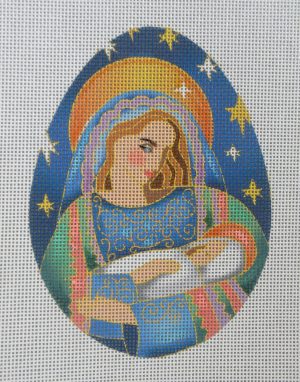 Madonna Nativity Egg Needlepoint Canvas