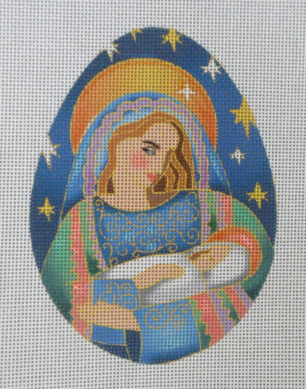 Madonna Nativity Egg Needlepoint Canvas