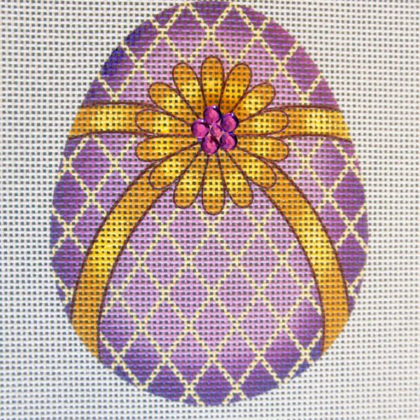 Amethyst Purple Flower Egg Needlepoint Canvas
