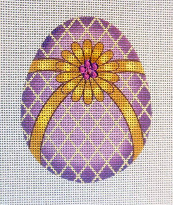 Amethyst Purple Flower Egg Needlepoint Canvas
