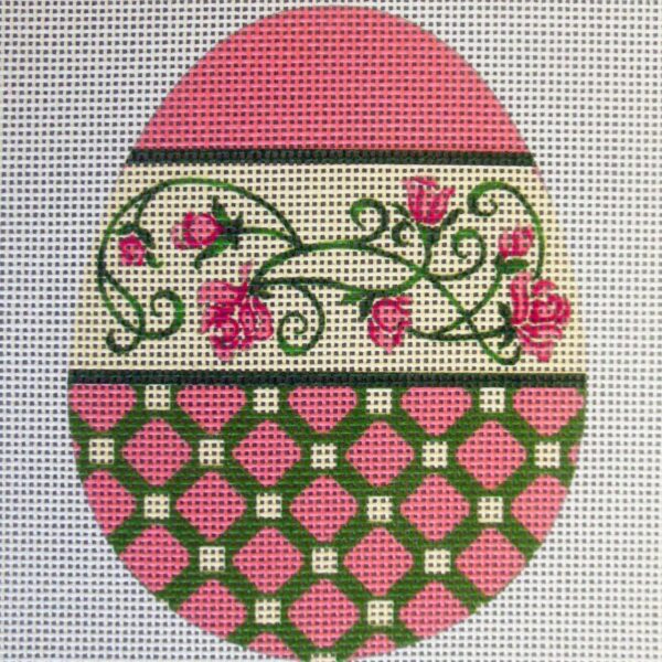 Rose Vine Egg Needlepoint Canvas