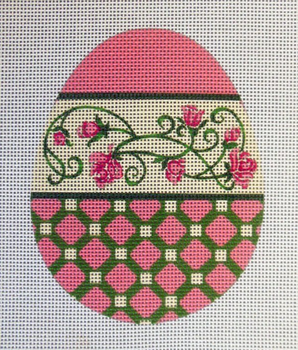 Rose Vine Egg Needlepoint Canvas