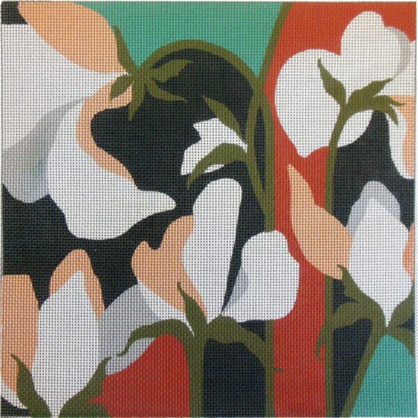 Mid Mod Lilies Needlepoint Canvas
