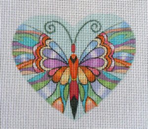 Butterfly Heart Needlepoint Canvas