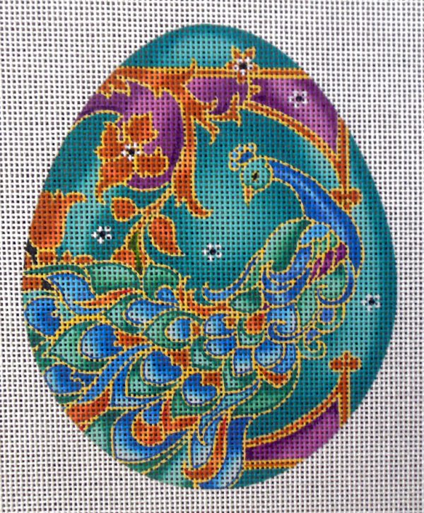 Peacock Egg Needlepoint Canvas