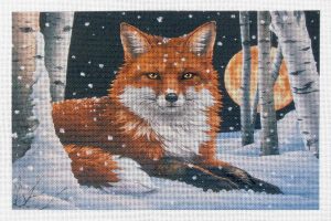 Red Fox in Moonlight Needlepoint Canvas
