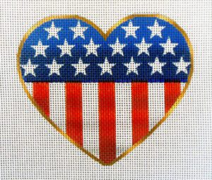 American Flag Heart Needlepoint Canvas