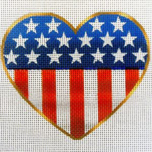 American Flag Heart Needlepoint Canvas
