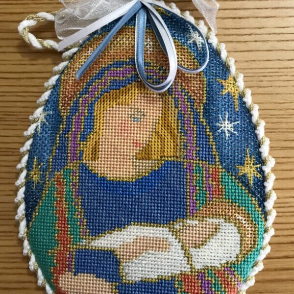 Madonna Nativity Egg Needlepoint Canvas