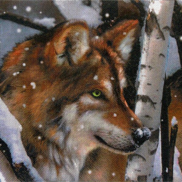 Snowy Wolf Needlepoint Canvas