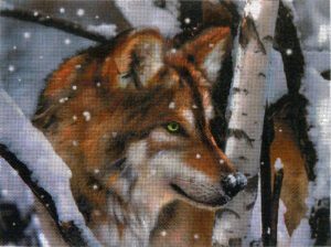 Snowy Wolf Needlepoint Canvas