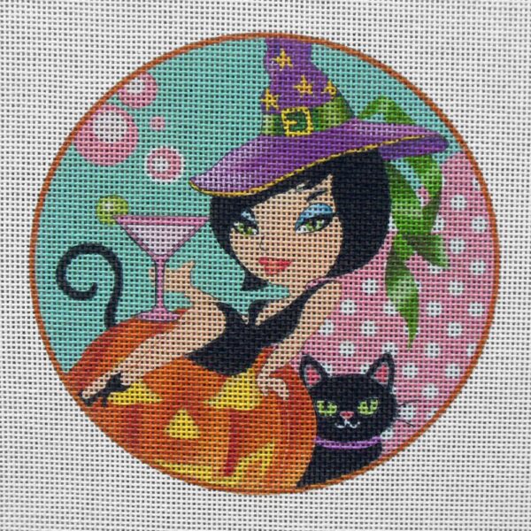 Pink Martini Halloweeny Needlepoint Canvas