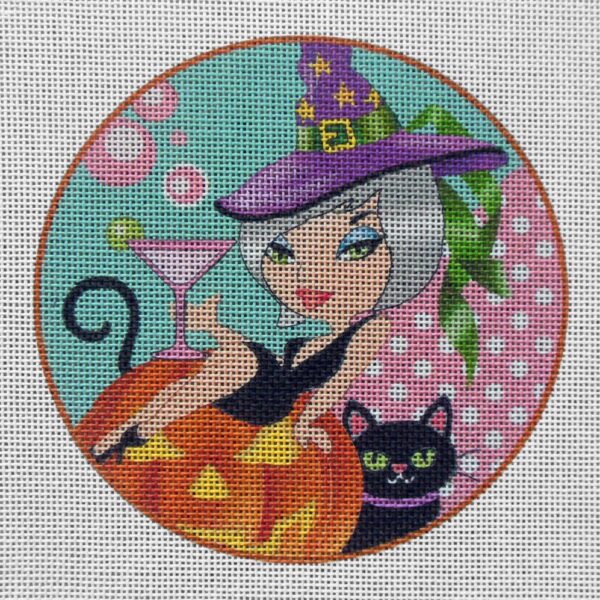 Pink Martini Halloweeny Needlepoint Canvas