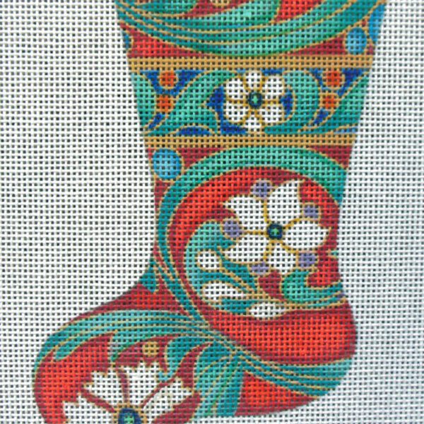 Red Asian Mini Stocking Needlepoint Canvas