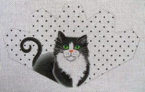 Tuxedo Cat Strawberry Needlepoint Canvas