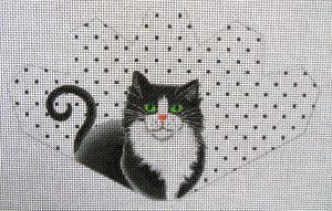 Tuxedo Cat Strawberry Needlepoint Canvas