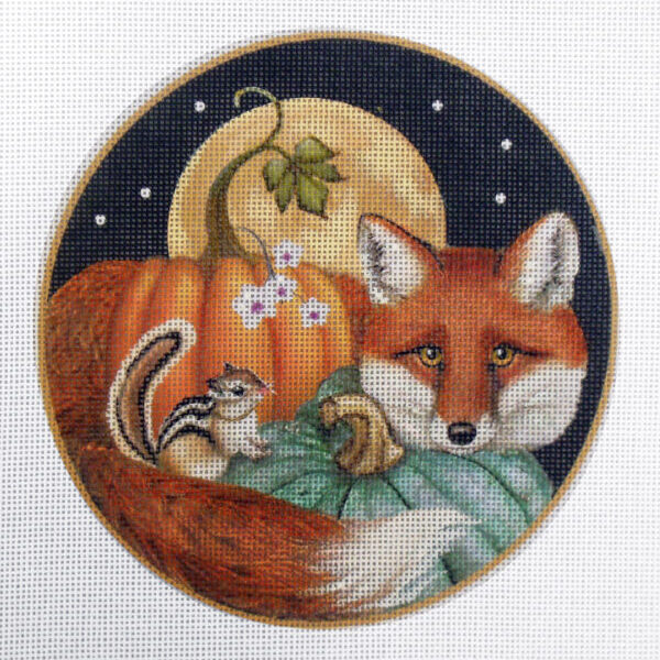 Fox in Pumpkin Patch Needlepoint Canvas