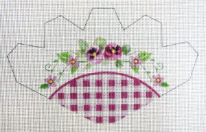 Gingham Pansies Strawberry Needlepoint