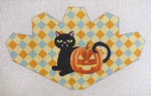 Pumpkin Cat Strawberry Needlepoint Canvas