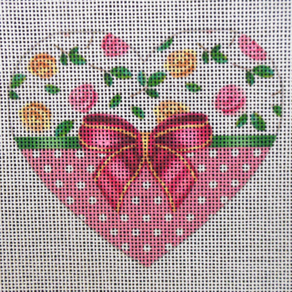 Charming in Pink Heart Needlepoint Canvas