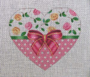 Charming in Pink Heart Needlepoint Canvas