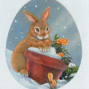 Spring Snow Bunny Egg Needlepoint Canvas