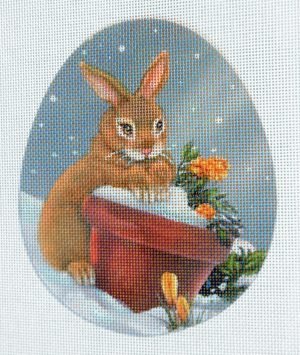 Spring Snow Bunny Egg Needlepoint Canvas