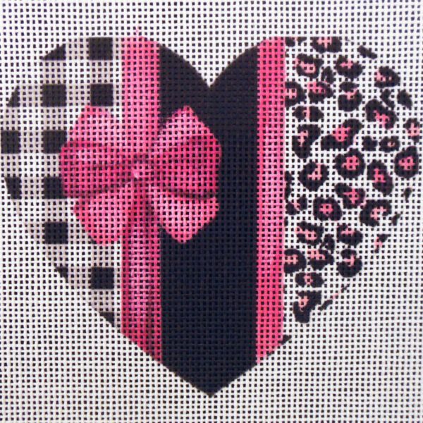 Flirty Leopard Heart Needlepoint Canvas