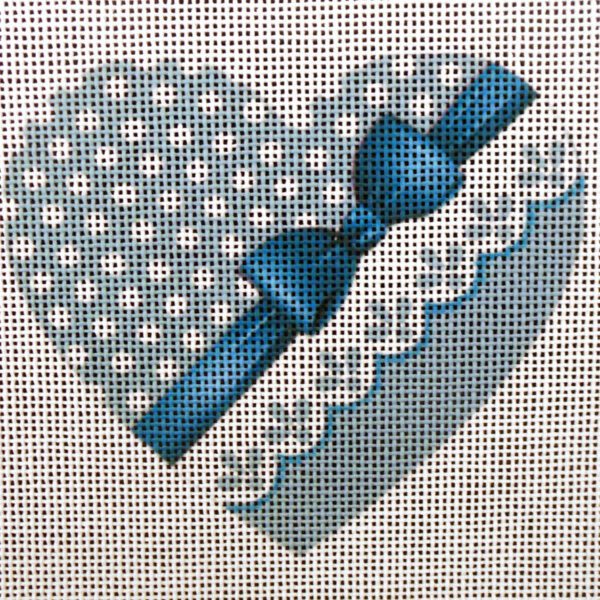 Blue Romance Heart Needlepoint Canvas