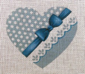 Blue Romance Heart Needlepoint Canvas