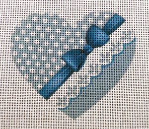 Blue Romance Heart Needlepoint Canvas