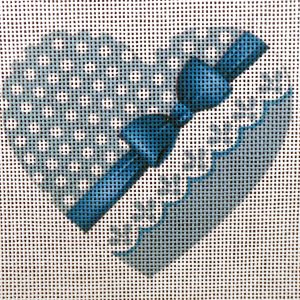 Blue Romance Heart Needlepoint Canvas