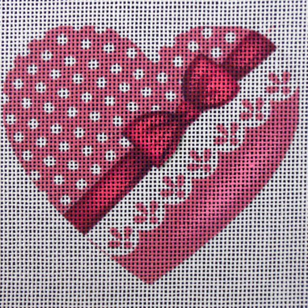 Pink Romance Heart Needlepoint Canvas