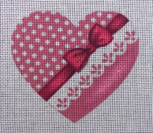 Pink Romance Heart Needlepoint Canvas
