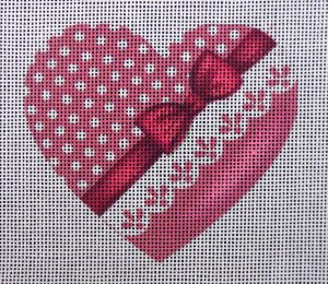Pink Romance Heart Needlepoint Canvas