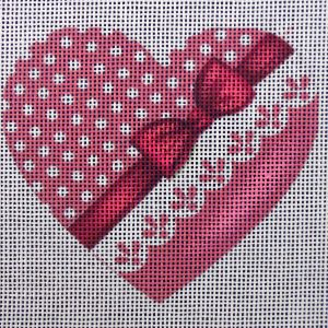 Pink Romance Heart Needlepoint Canvas