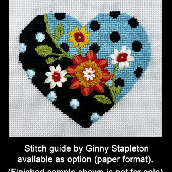 Origami Flower Heart Needlepoint Canvas
