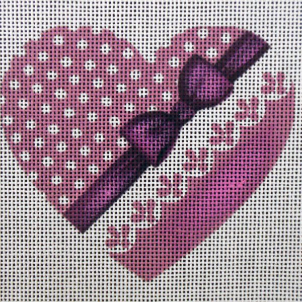Purple Romance Heart Needlepoint Canvas