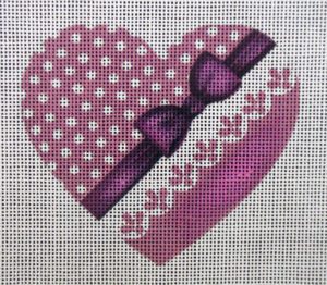 Purple Romance Heart Needlepoint Canvas