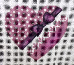 Purple Romance Heart Needlepoint Canvas